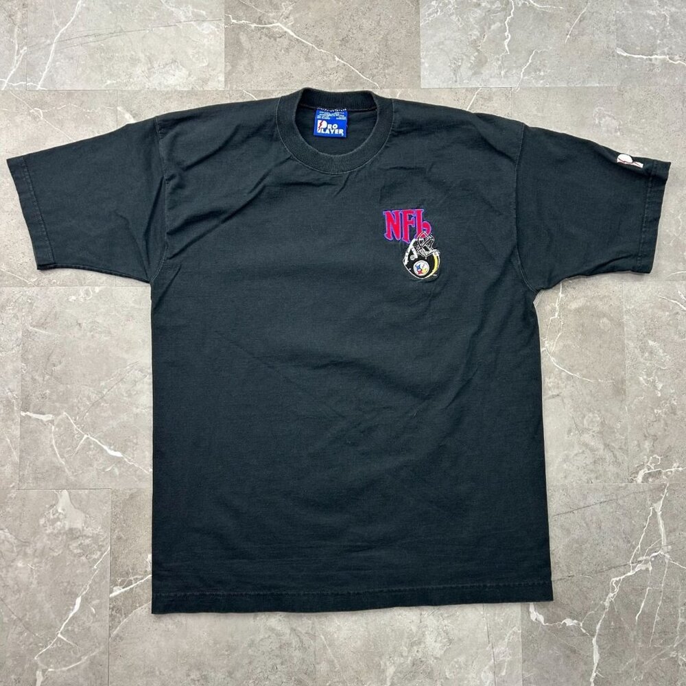 Vintage Pittsburgh‎ Steelers Graphic Tee Mens XL Embroidered Short Sleeve Black
